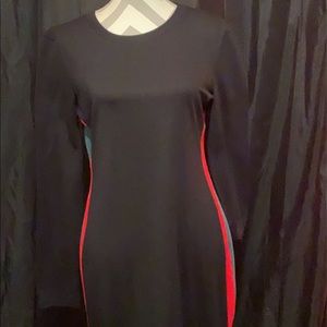 Red and green striped dress
